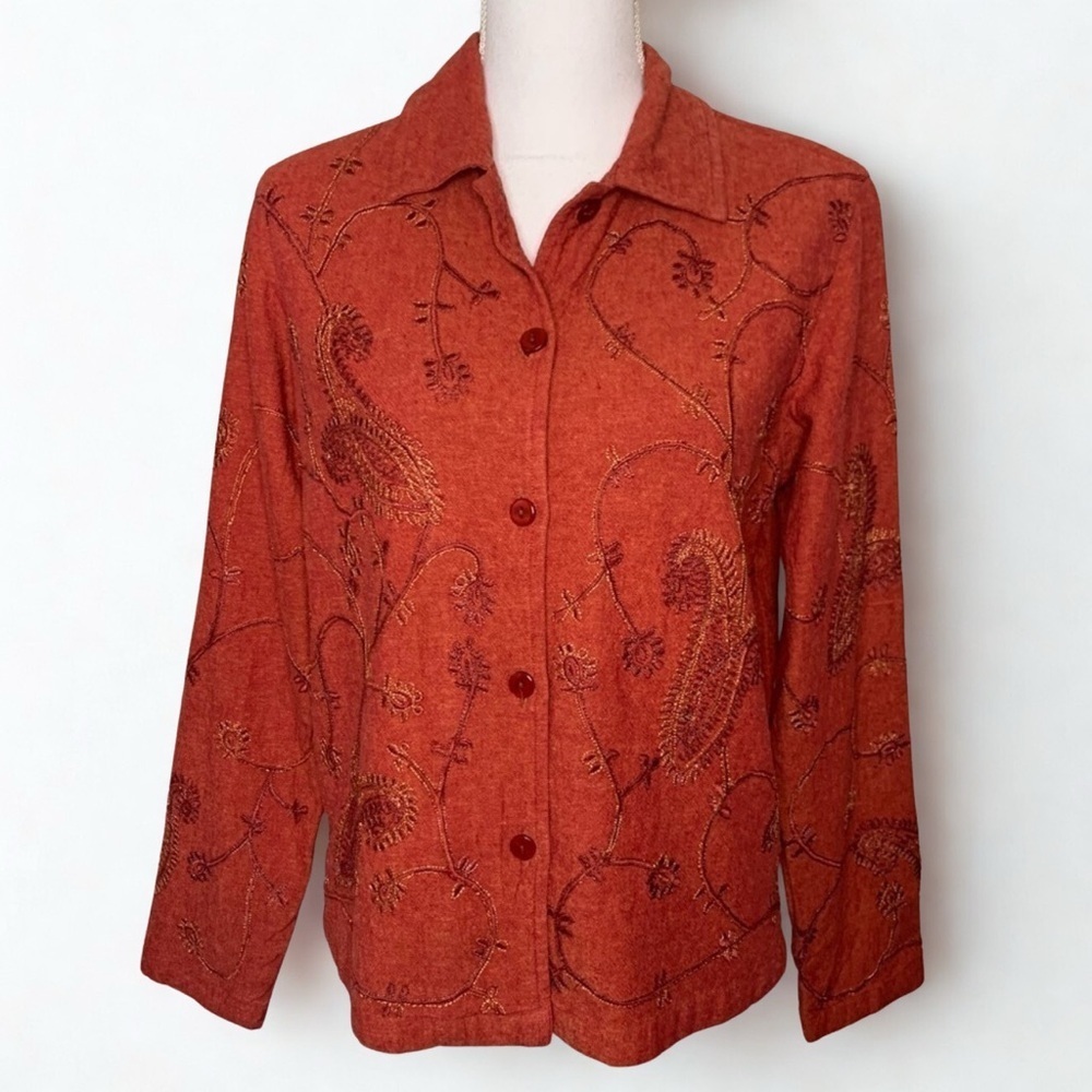 Coldwater Creek Women Button Down Embroidered Jacket Size Small‎